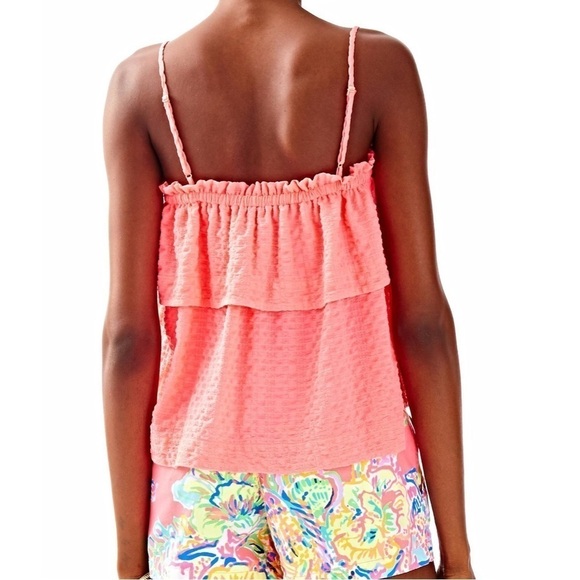 LILLY PULITZER Dahlia Top Peachy Pink Spaghetti Straps Size XS NEW - Picture 6 of 9